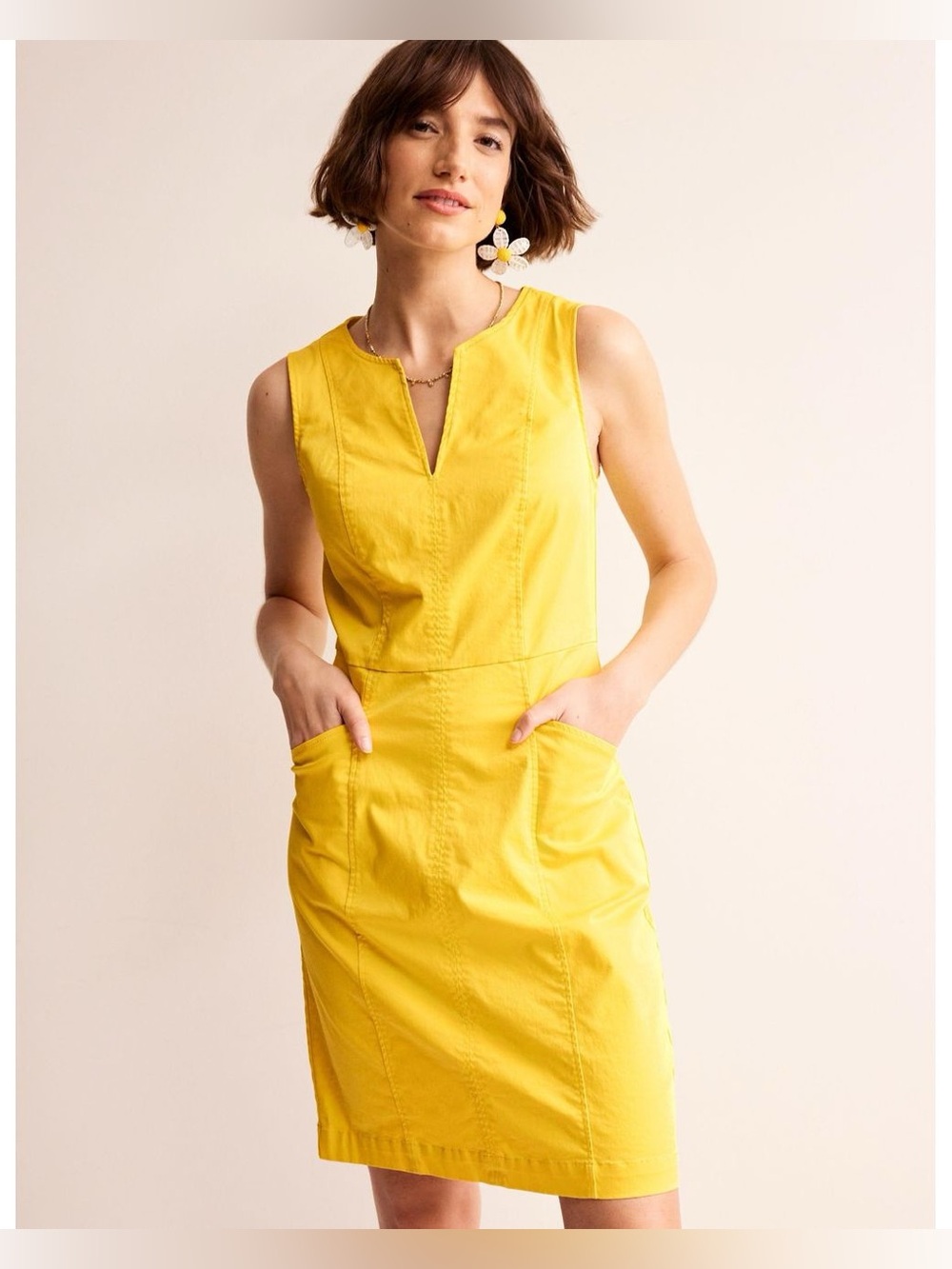 Boden Helena Chino Dress Passionfruit Yellow US 6 long business casual preppy